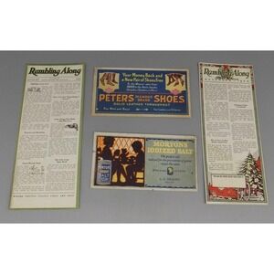 4 Antique Advertising Ink Blotters Morton Salt Peters Shoes US Tires Unused VA
